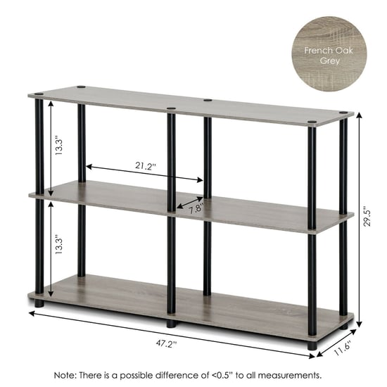 Furinno Turn-N-Tube 3-Tier Double Size Storage Display Rack - French Oak Grey/Black