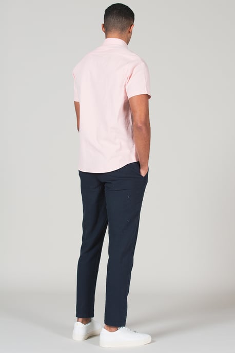 Rose Cotton Short Sleeved Button-Up Oxford Shirt