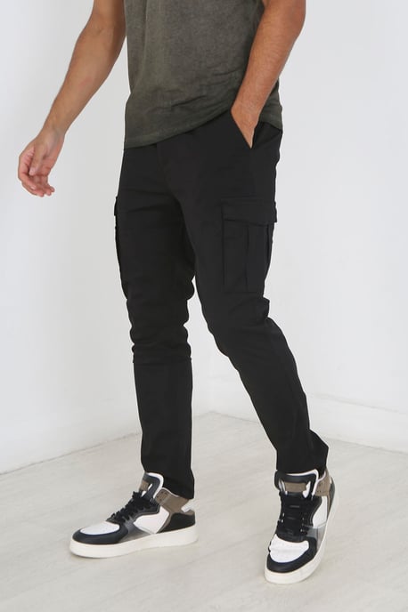 Black 'Clarkson' Cargo Style Chino Trousers