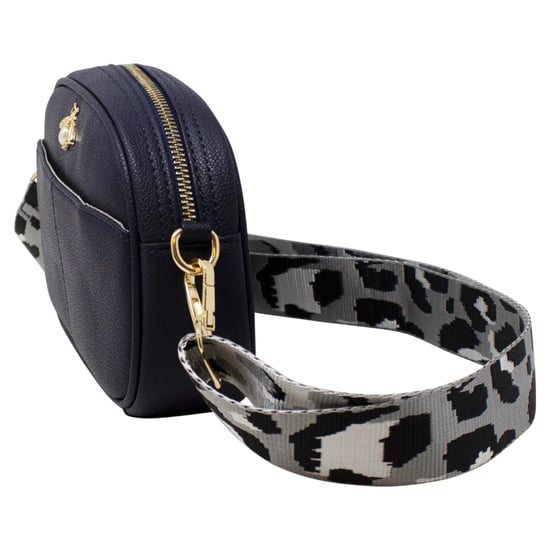 Black Bee Embellished Rounded Crossbody Bag