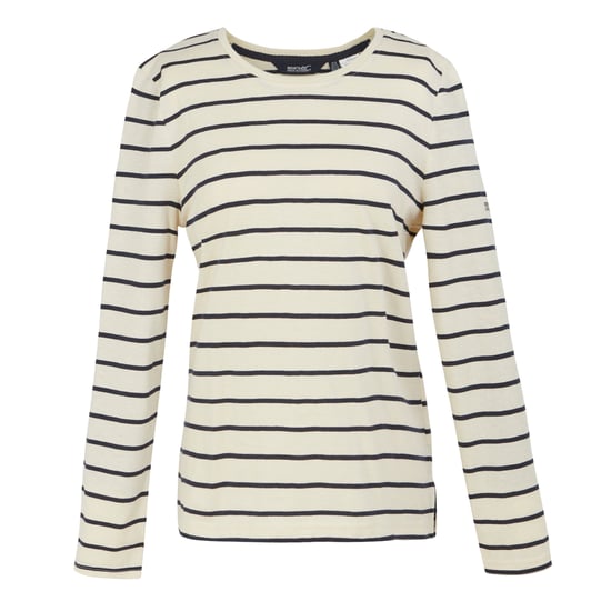 Regatta Womens/Ladies Federica II Stripe Long-Sleeved T-Shirt (Light Vanilla/Navy) - Image 1