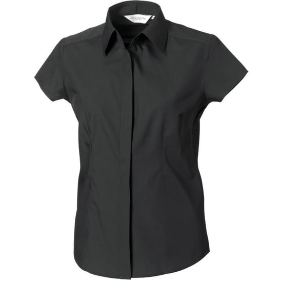 Russell Collection Ladies/Womens Short Sleeve Poly-Cotton Easy Care Poplin Shirt (Black) - Image 3
