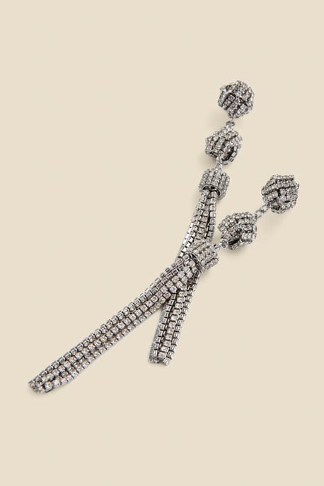 Silver Triple Knot Detail Drop Earrings