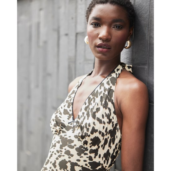River Island Womens Slip Maxi Dress Brown Leopard Halter Neck
