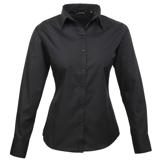 Premier Dames/Dames Popeline Blouse met Lange Mouwen (Zwart) - Image 1