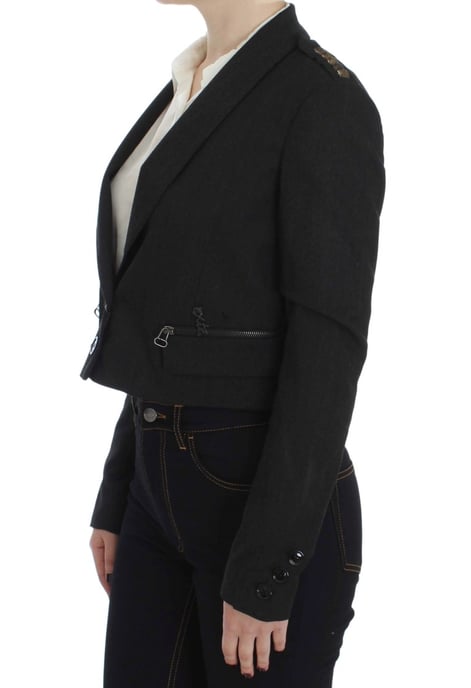 EXTE Gray Stretch Gold Studded Short Jacket