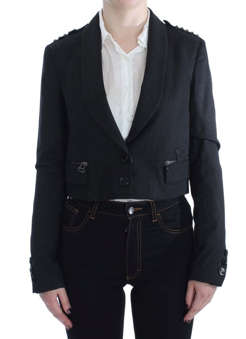 EXTE Gray Stretch Gold Studded Short Jacket