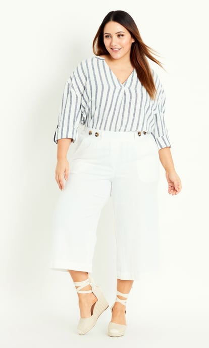 EVANS Women's Linen Blend Culotte - white