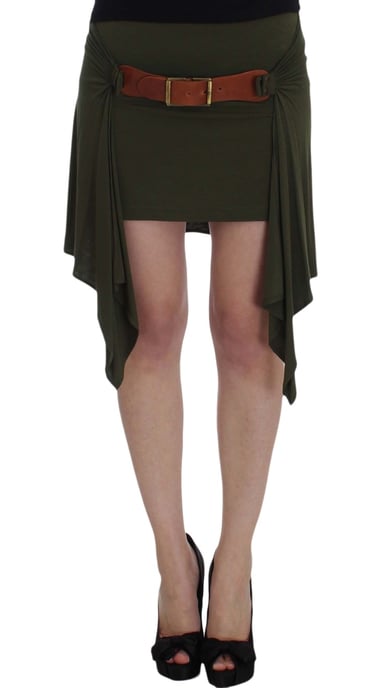 PLEIN SUD Green Mini Pencil Stretch Skirt