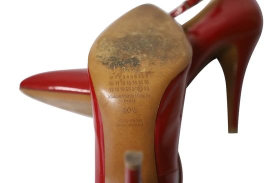 Maison Martin Margiela Point-Toe with T-Strap in Red Patent Leather - Image 6
