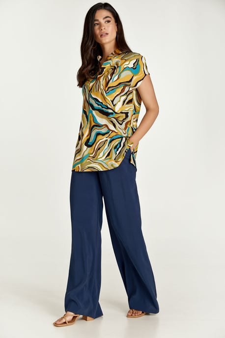 Turquoise Swirl Print Mouwloze Top - Image 6