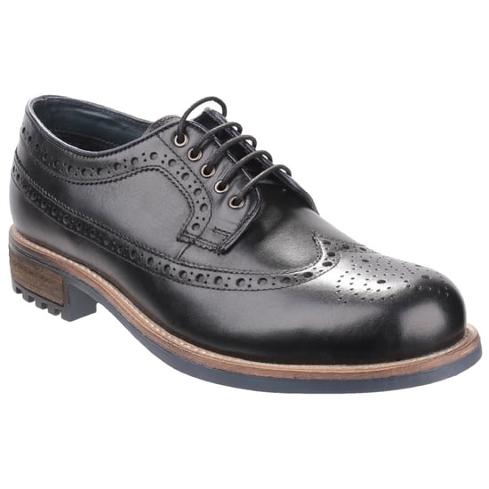 Cotswold Mens Poplar Brogue Leather Dress Shoes (Black) - Image 1