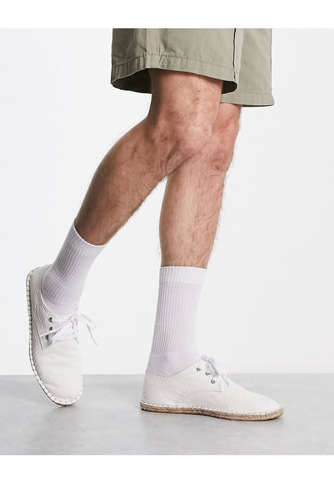 ASOS DESIGN lace up espadrilles in white textured canvas