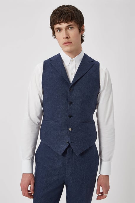 Uptown Slim Fit Navy Wool Waistcoat