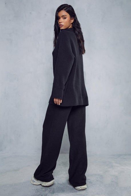 Oversized Rib Knit Zip Up Co-ord