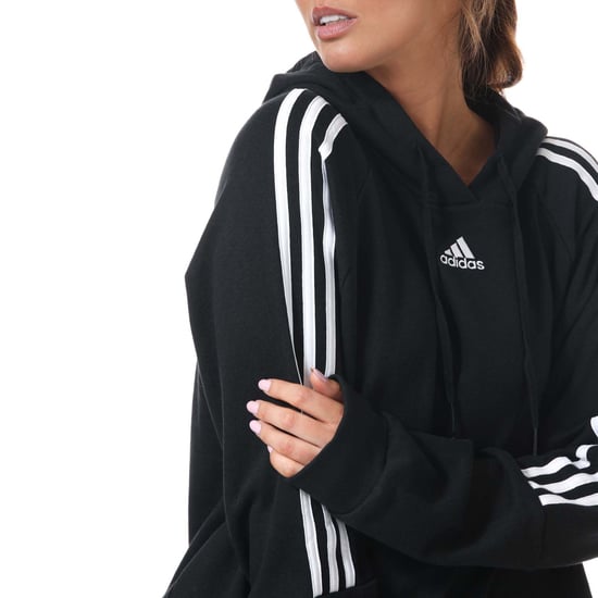 Women's adidas Essentials 3-Stripes Cropped Hoody in Black