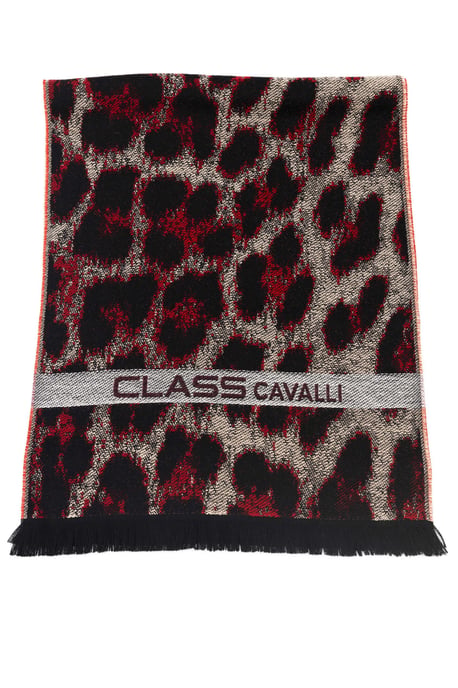 Cavalli Class Men's Burgundy Wool Scarf