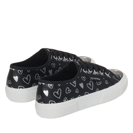 Superga Womens/Ladies Hearts Vegan Leather Trainers (Black/Silver) - Image 2