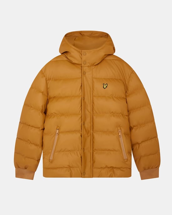 Lyle & Scott Rubberised Puffer Jacket in Mustard - Image 5