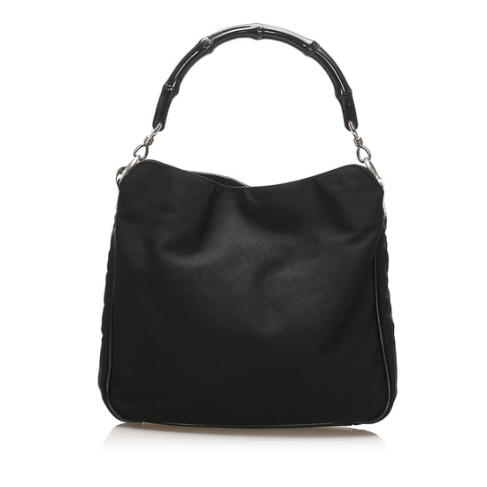 Vintage Gucci Bamboo Canvas Handbag Black - Image 3