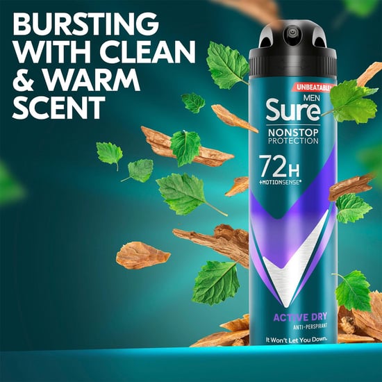 Sure Men Nonstop Protection 72H Anti-Perspirant Deodorant Active Dry 150ml, 6pk