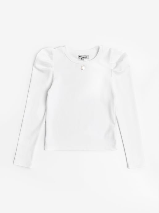 BCBG Girls Puff Long Sleeve Top in Ivory