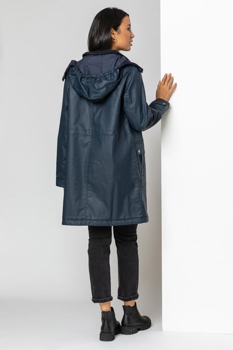 Waxed Longline Hooded Coat