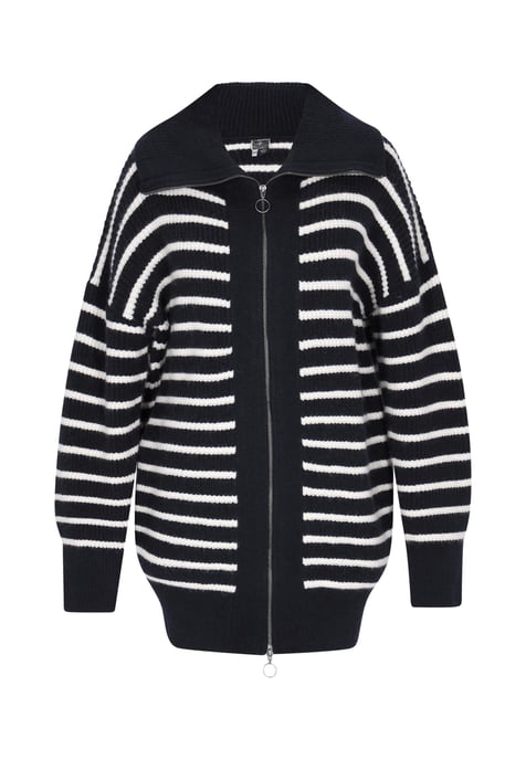 Dreimaster Cardigan women marine wool white - Image 1