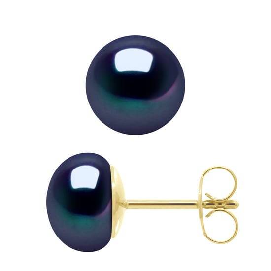 Oorbellen - Geel Goud 750 (18 Krt Echte Gekweekte Zoetwaterparels Knop 8-9 mm - Image 1