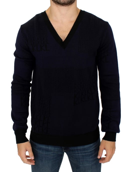 Karl Lagerfeld Blue v-neck pullover sweater