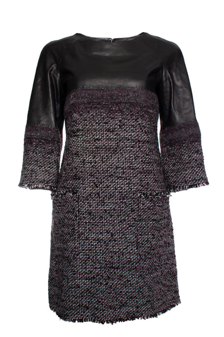 tweed dress with leather - Image 1
