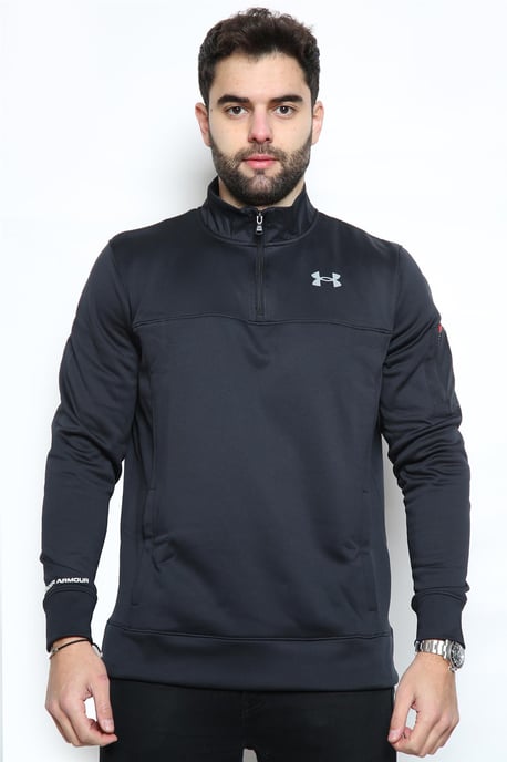 Under Armour Mens Fleece Quarter Zip Track Top in Black - Image 1