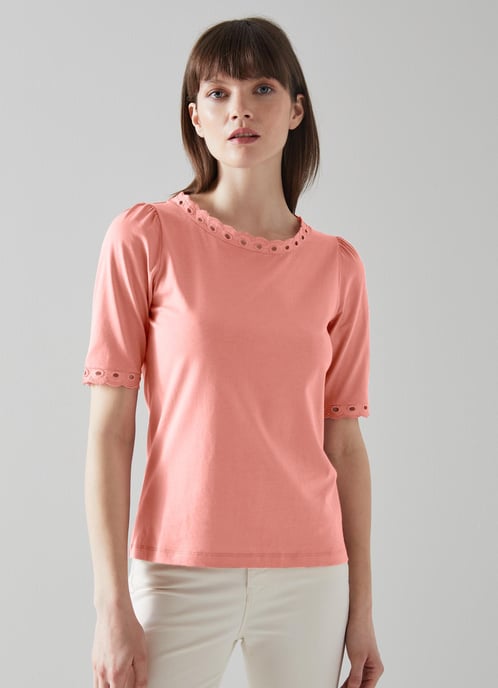 LK Bennett Lilly Jersey Tops, Dusty Rose