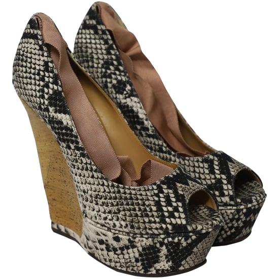 Lanvin Ribbon Strap Wood Wedge Peep-toe Sandals in Phyton Print Leather - Image 3