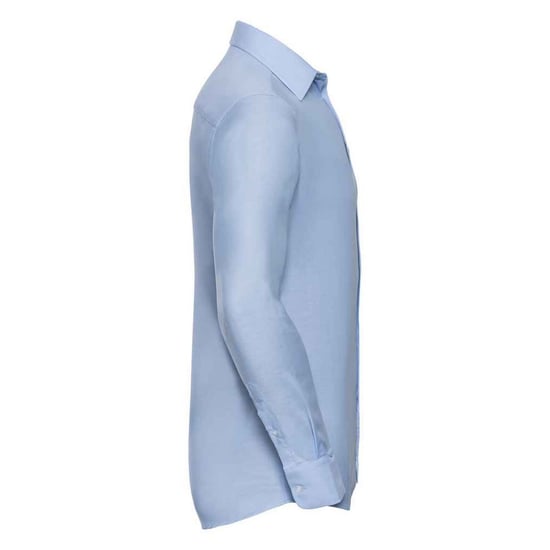 Russell Collection Mens Oxford Tailored Long-Sleeved Formal Shirt (Oxford Blue) - Image 3