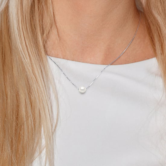 DIADEMA - Necklace - Real Freshwater Pearls in White Gold