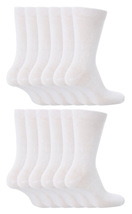 12 Pair Multipack Kids Plain School Socks | Boys & Girls | 3 Sizes | Sock Snob Childrens Cotton Rich Socks - White - Image 1
