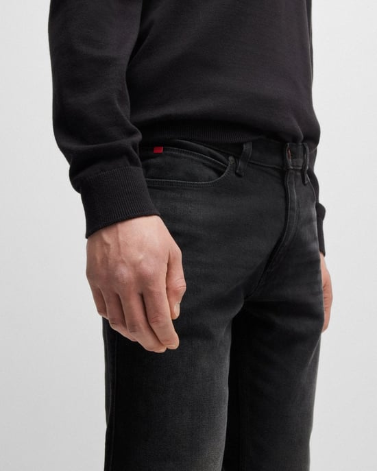 HUGO 734 Mens Extra-Slim Fit Jeans in Black Stretch Denim NOS