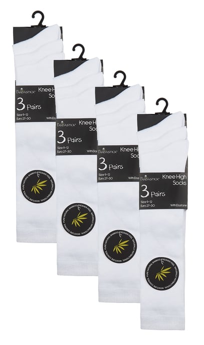 Sock Snob - 12 Paar Meisjes Bamboe Kniekousen, Lange Schoolkousen voor Kinderen - Wit - Image 2