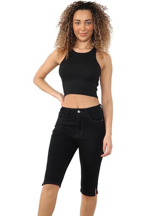 MYT Womens Magic Shaping High Waisted Denim Shorts Black - Image 4
