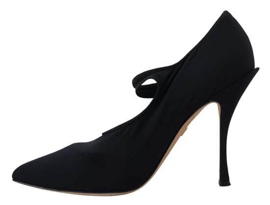 Dolce & Gabbana Black Socks Stretch Crystal Pumps Women's Shoes