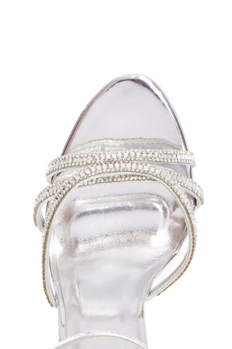 Silver Diamante Heel Sandals