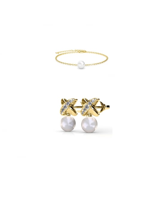 Chris Pearl Crystal Set - Guld och kristall - Image 1