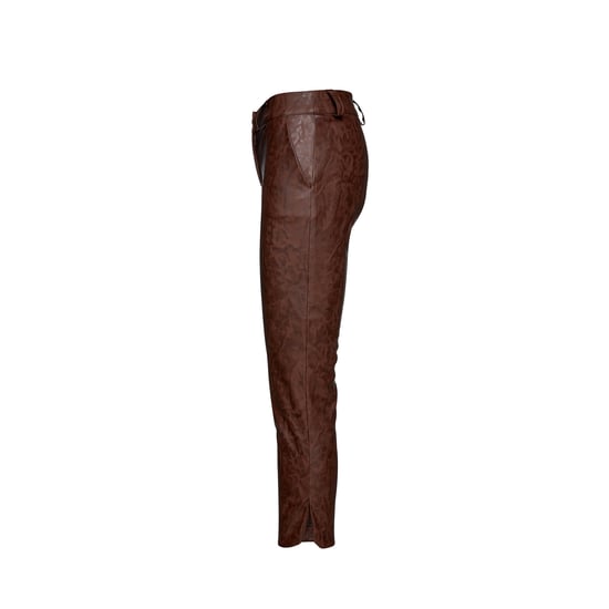 Chocolate Brown Faux Moire Leather 7/8 Pants - Image 2