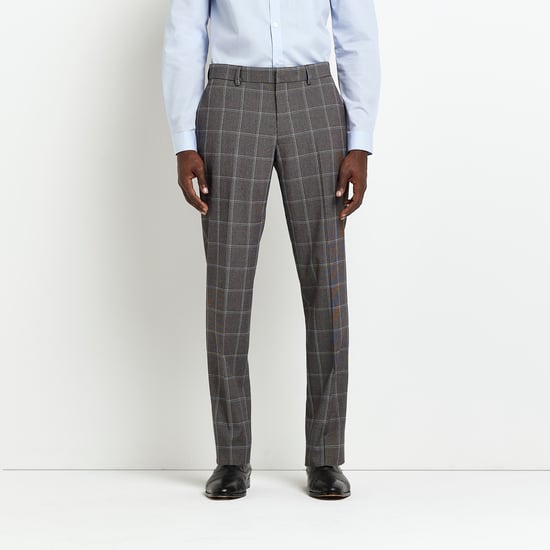 River Island Mens Suit Trousers Grey Slim Fit Check