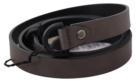 Costume National Women's Brown Leather Skinny Round Buckle Belt