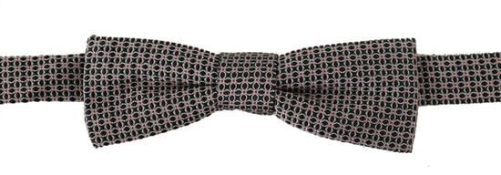 Dolce & Gabbana Black White Flower Pattern Silk Neck Papillon Men's Tie
