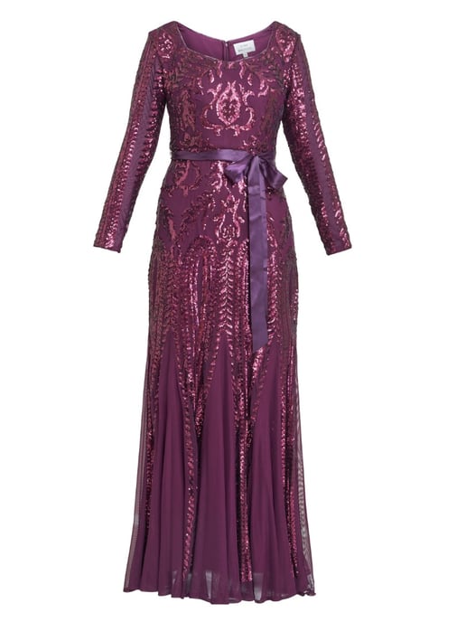 Gwen Long-Sleeved Sequined Gown