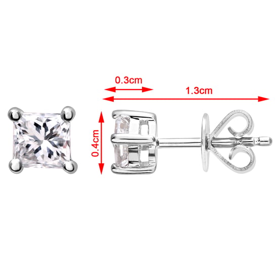 18ct White Gold 1/2 Carat J/I Certified Princess Cut Diamond Stud Earrings