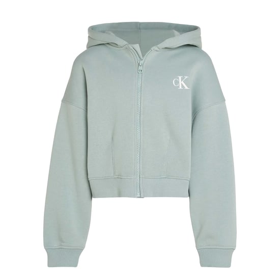 Girl's Calvin Klein Juniors Logo Zipped Fleece in Grey